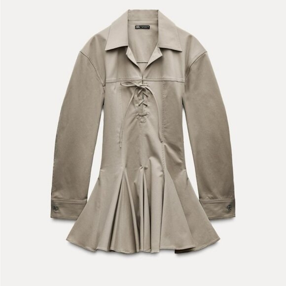 ZARA SHORT VOLUMINOUS SHIRT DRESS - Picture 1 of 9